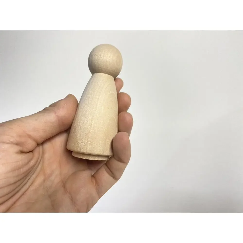 10pcs 3 1/2” Wooden Female Angel Bride Peg Doll DIY Craft Wedding Cake Topper